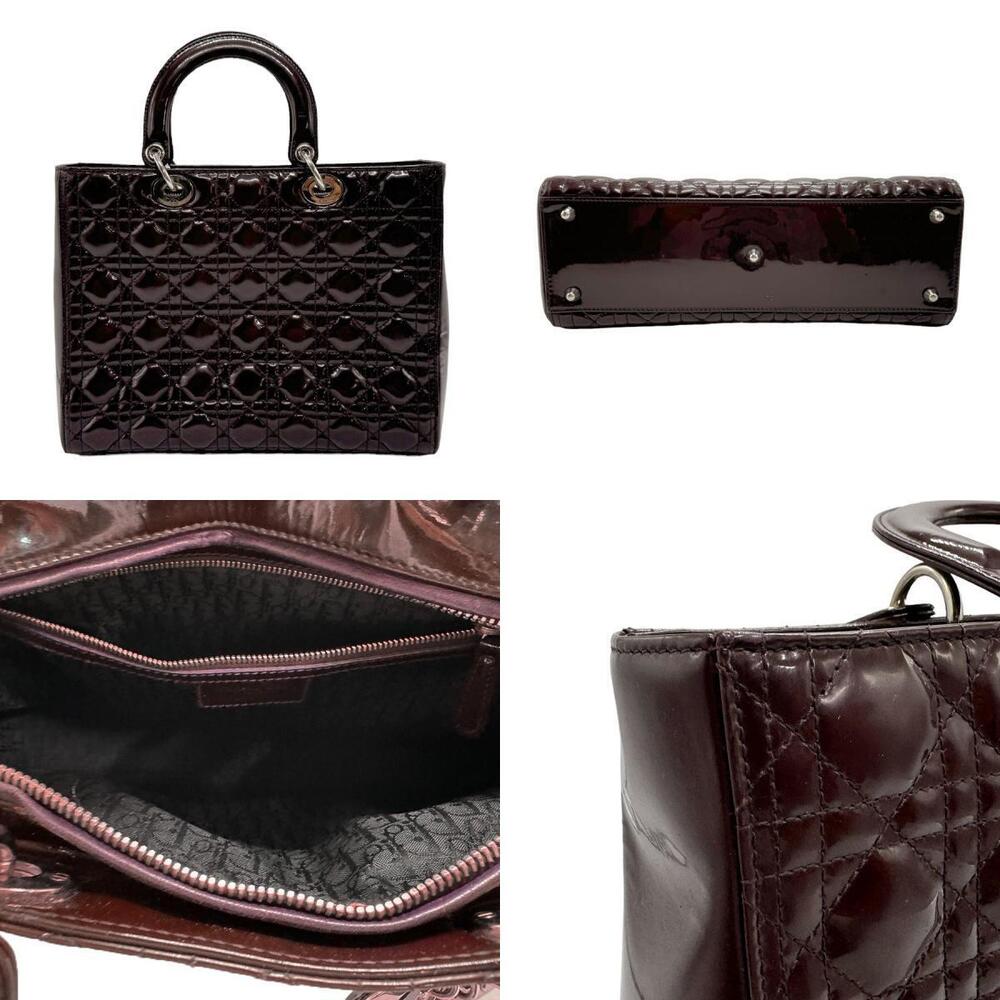 Christian Dior Lady Dior Cannage Patent Vernis leather handbag burgundy - Picture 3 of 5